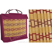 Big Vertical Bamboo Mat Jute Tote Bag