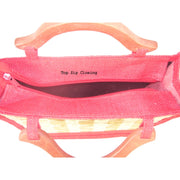 wooden Handle bamboo mat Jute Bag