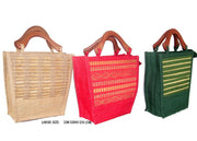 wooden Handle bamboo mat Jute Bag