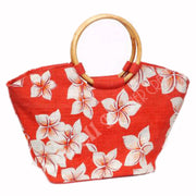 FLOWER PRINT JUTE LADIES BAG
