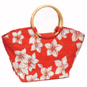 FLOWER PRINT JUTE LADIES BAG