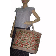 LEAF DESIGN JUTE BEACH BAG