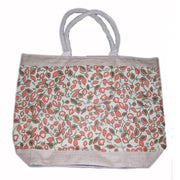 LEAF DESIGN JUTE BEACH BAG