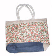 LEAF DESIGN JUTE BEACH BAG