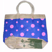 POLKA DOT JUTE BEACH BAG