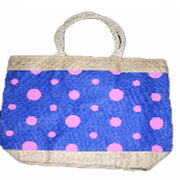 POLKA DOT JUTE BEACH BAG