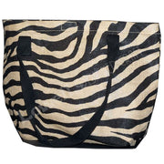 TIGER PRINT JUTE BEACH BAG
