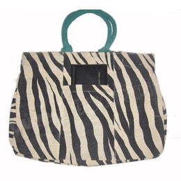 TIGER PRINT JUTE BEACH BAG