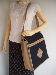 JUTE CANVAS SHOULDER BAG