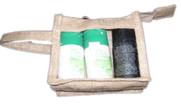 Pvc window Jute Cosmetic Bag