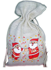 SANTA CLAUSE JUTE DRAWSTRING BAG