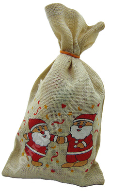 SANTA CLAUSE JUTE DRAWSTRING BAG