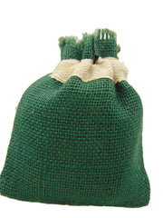 GREEN DRAWSTRING JUTE GIFT POUCH BAG