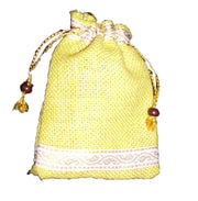 JUTE DRAWSTRING POUCH WITH BORDER