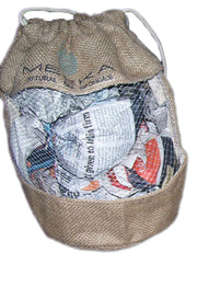 JUTE DRAWSTRING BAG WITH NET WINDOW