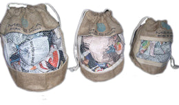 JUTE DRAWSTRING BAG WITH NET WINDOW
