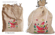 SANTA CLAUSE  HAIRY JUTE DRAWSTRING BAG