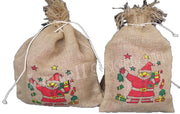SANTA CLAUSE  HAIRY JUTE DRAWSTRING BAG
