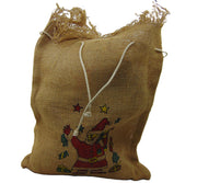 SANTA CLAUSE  HAIRY JUTE DRAWSTRING BAG