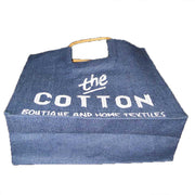 JUTE PRINTED BAG WITH CANE HANDLE