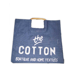 JUTE PRINTED BAG WITH CANE HANDLE
