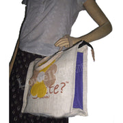 PATCH EMBROIDERY JUTE SHOPPING BAG