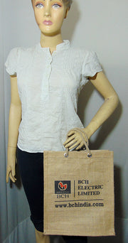 Eyelid handle Print Jute  Carry Bag