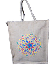 Mandala print Jute  Tote Bag