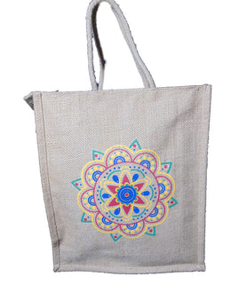 Mandala print Jute  Tote Bag