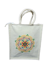 Mandala print Jute  Tote Bag