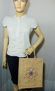 Mandala print Jute  Tote Bag