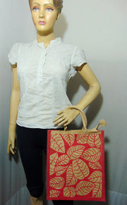 Leaf Screen Printed Jute Bag