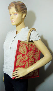 Leaf Screen Printed Jute Bag