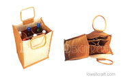6 Bottle Wine Carrier Tote Reusable Grocery Bags