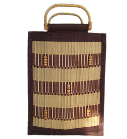 Bamboo Mat Jute Wine Bag