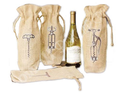 Drawstring Jute Wine Bag