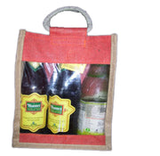 THREE BOTTLE PVC JUTE WINE BOTTLE BAG