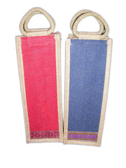 ZARI BORDER SINGLE WINE BOTTLE BAG