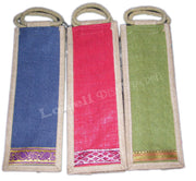 ZARI BORDER SINGLE WINE BOTTLE BAG