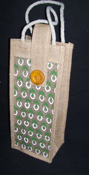 PRINTED SINGLE WINE BOTTLE JUTE BAG