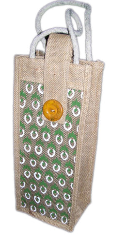 PRINTED SINGLE WINE BOTTLE JUTE BAG