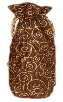 JUTE WINE BOTTLE DRAWSTRING POUCH