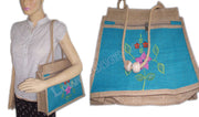 FLOWER EMBROIDERY JUTE BAG