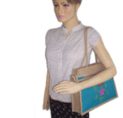 FLOWER EMBROIDERY JUTE BAG
