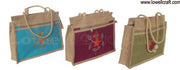 FLOWER EMBROIDERY JUTE BAG