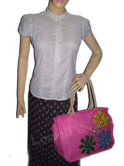 PATCH WORK EMBROIDERY JUTE BAG