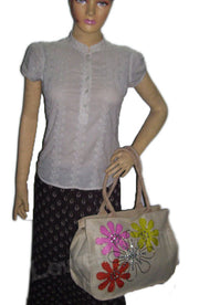 PATCH WORK EMBROIDERY JUTE BAG