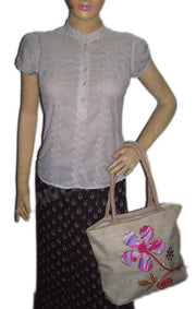 PATCH WORK EMBROIDERY JUTE BAG