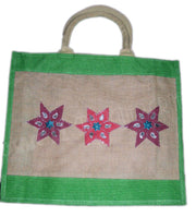 STAR PATCH JUTE SHOPPING BAG