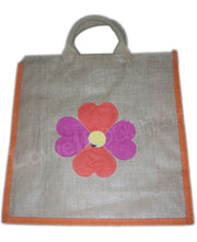 FLOWER DESIGN JUTE SHOPPING BAG